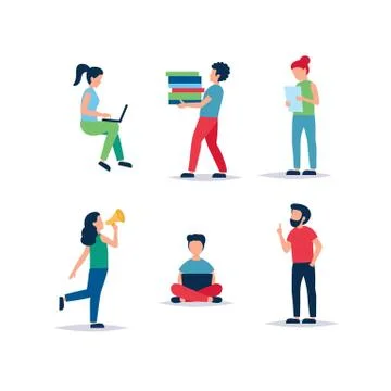 Different people doing various tasks. Vector illustration in flat style 스톡 일러스트