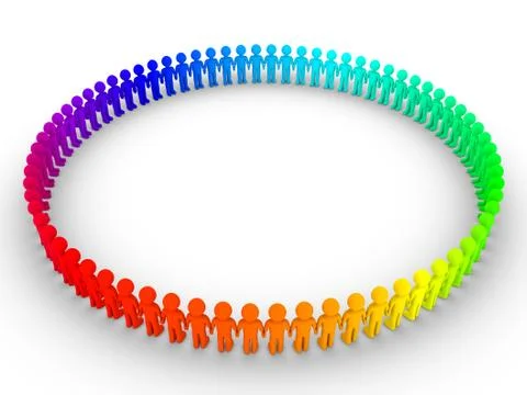 Different people form a big circle Stock Illustration