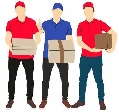 Different people occupation deliveryman Stock Illustration