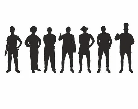 Different people occupation silhouette different profession  Stock Illustration