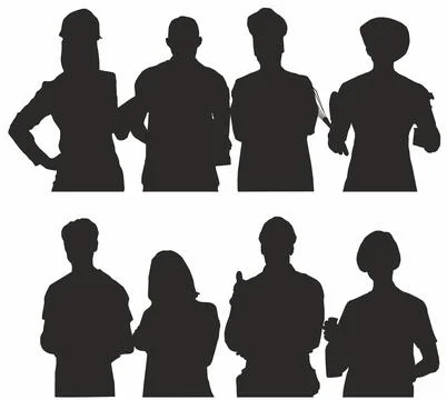 Different people occupation silhouette Stock Illustration