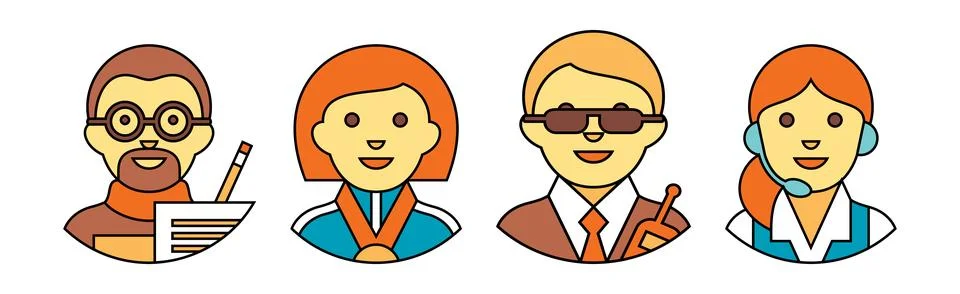 Different People Profession Icon with Avatar Picture Vector Set Stock Illustration