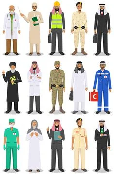 Different people professions occupation characters man set in flat style Illustrazione stock