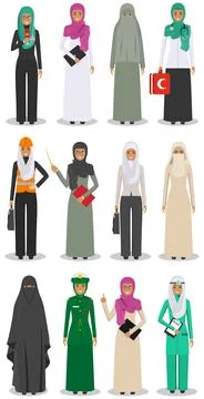 Different people professions occupation characters woman set in flat style Stock Illustration