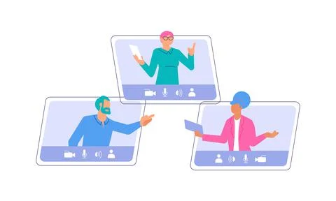 Different People taking part in video conference Stock Illustration