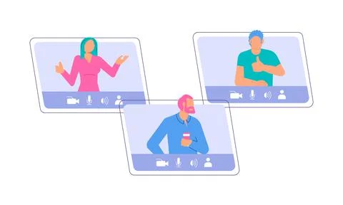 Different People taking part in video conference Stock Illustration