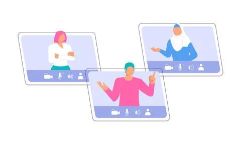 Different People taking part in video conference Stock Illustration