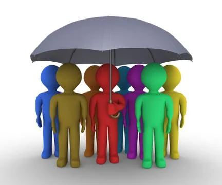 Different people under umbrella Stock Illustration