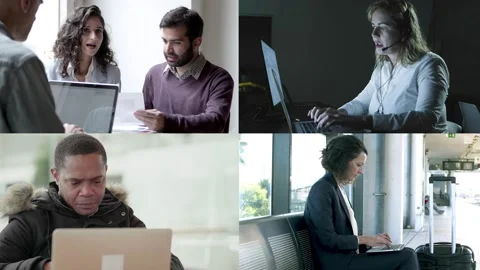 Different people using computers in office Stock Footage 131229338