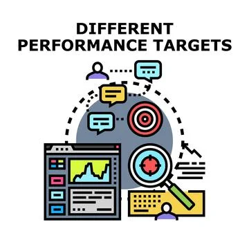 Different performance targets achieving business success strategy Stock Illustration
