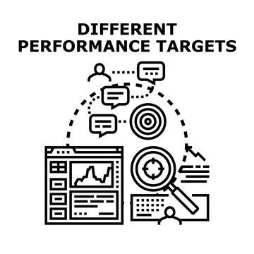 Different performance targets achieving business success strategy Stock Illustration