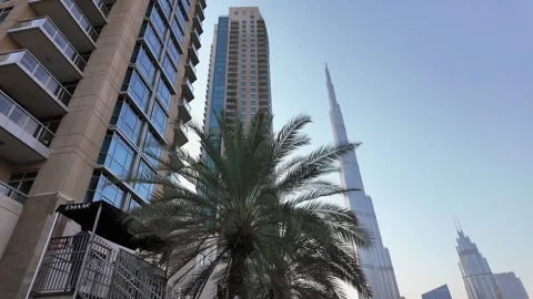 A different perspective of the iconic Burj Khalifa as seen from Mohammed Bin Stock Footage 337910349
