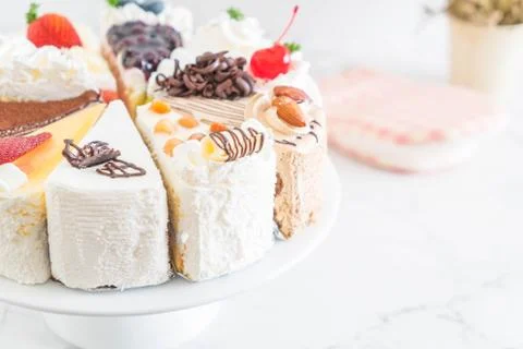 Different pieces of cake Stock Photos
