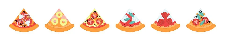 Different pieces pizza Stock Illustration