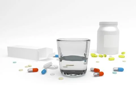 Different pills and boxes Illustrazione stock