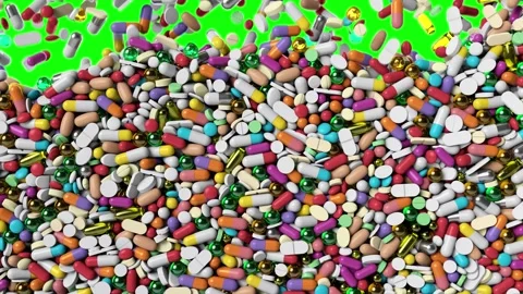 Different pills and medicines falling down. Vídeo Stock 278650669