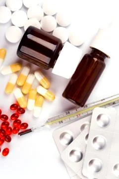 Different pills closeup Stock Photos