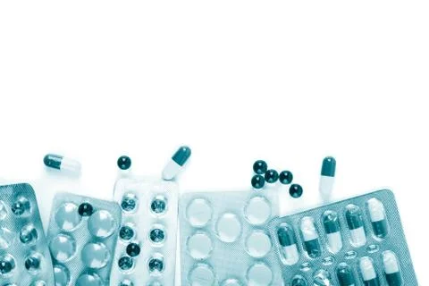 Different pills isolated Stock Photos
