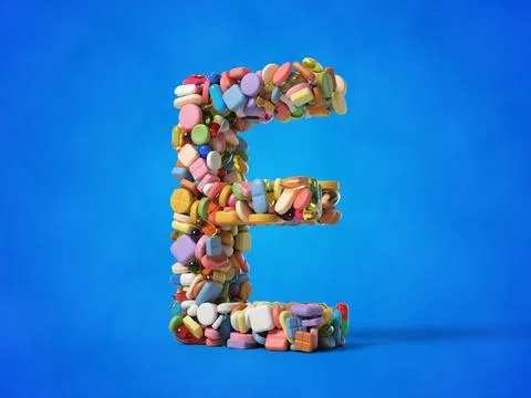 Different pills stack in shape of letter E. suitable for medicine, healthcare Stock Illustration
