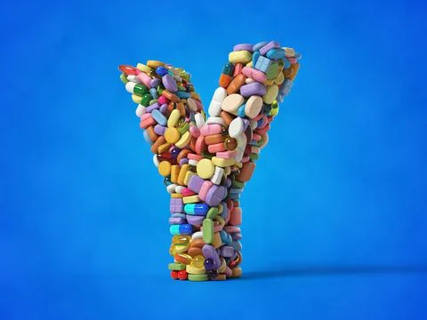 Different pills stack in shape of letter Y. suitable for medicine, healthcare Stock Illustration