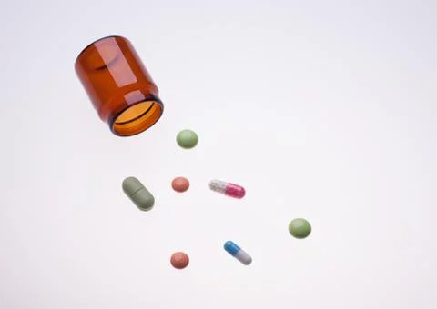 Different pills on white background Stock Photos