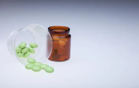 Different pills on white background Stock Photos