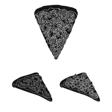Different pizza black icons in set collection for design.Pizza food vector 库存插图