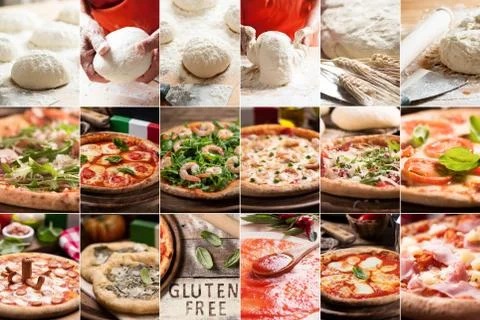 A different Pizza Collage Stock Photos