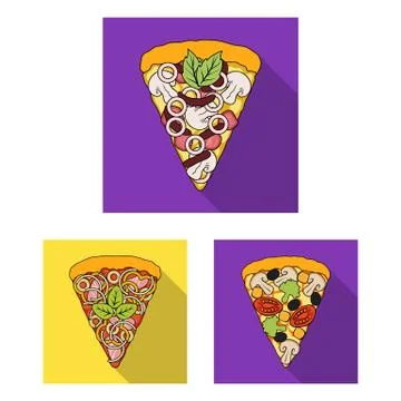 Different pizza flat icons in set collection for design.Pizza food vector symbol 库存插图