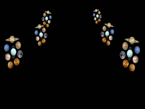 Different Planets On A Black Background Stock Footage 73135800