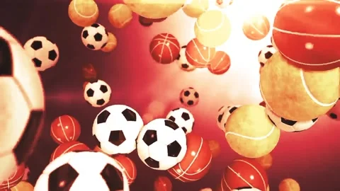 Different Playing Balls Animation  Stock Footage 232955528