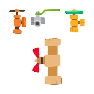 Different plumbing valves providing fluid control solutions Stock Illustration