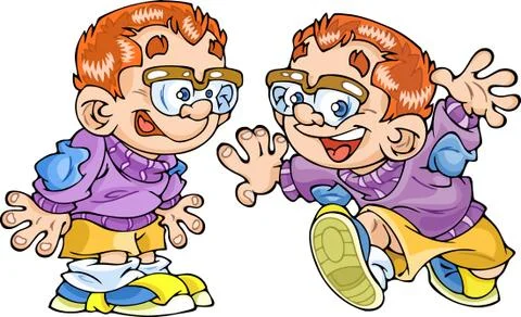 Different positions of a small boy in spectacles Stock Illustration