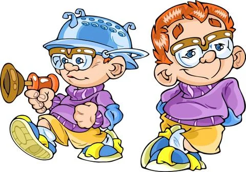 Different positions of a small boy in spectacles Stock Illustration