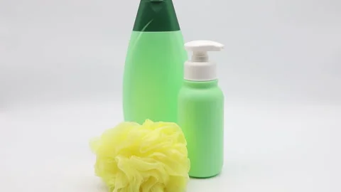 Different products and items for cleaning on the floor in the kitchen. Stock-Footage 167630843