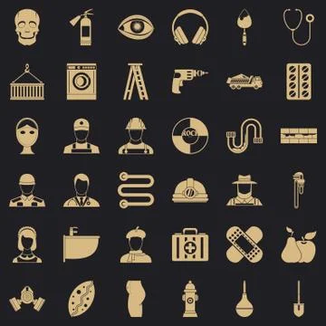 Different profession icons set, simple style Stock Illustration
