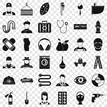 Different profession icons set, simple style Stock Illustration