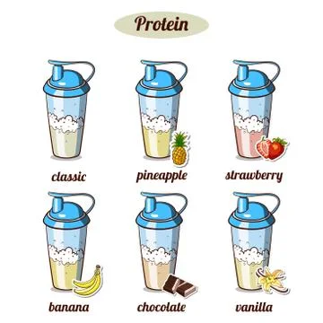 Different Protein Coktails Stock Illustration