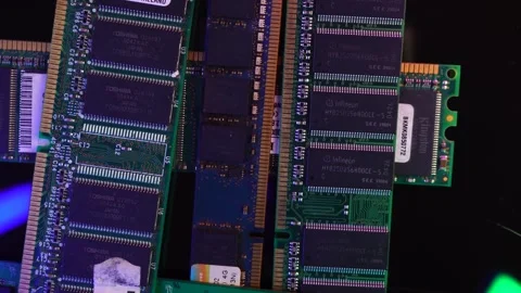 Different RAM Memory Modules, Top Down Close Up View Stock Footage 328070997
