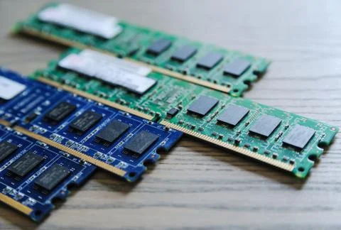 Different RAM slots. Stock Photos