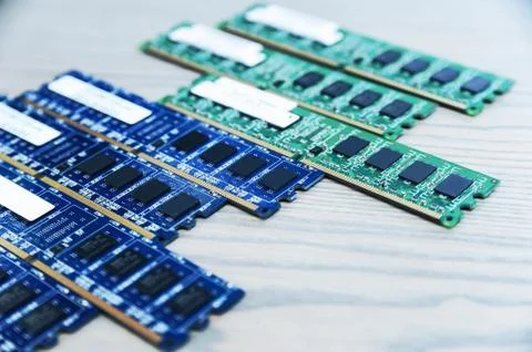 Different RAM slots. Stock Photos