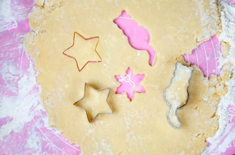 Different raw dough figures for baking cookies Stock Photos
