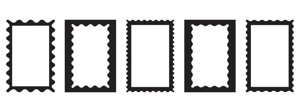 Different rectangle frames with wiggly edges set. Modern vector template Stock Illustration