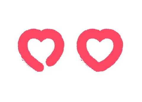 Different Red Draw Heart Signs Set. Vector Stock Illustration