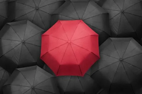 Different red umbrella Stock Photos
