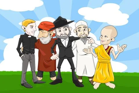 Different religion people Stock Illustration