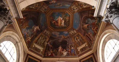 Different Religious paintings on ceiling in vatican museum Vatican city Stock Footage 165118957
