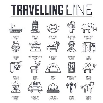 Different riders of the world vector brochure lines set. Colorful landscape Stock Illustration