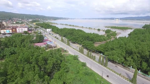 A different road on the edge of Kendari bay Stock Footage 200997047
