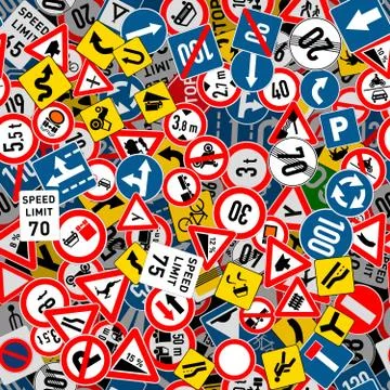 Different road signs seamless pattern Stock Illustration